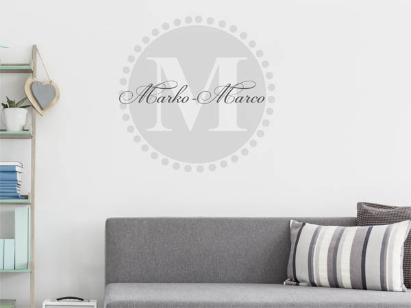 Wandtattoo Marko-Marco als Monogramm rund