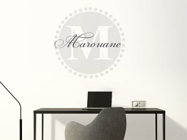 Wandtattoo Marouane als Monogramm rund