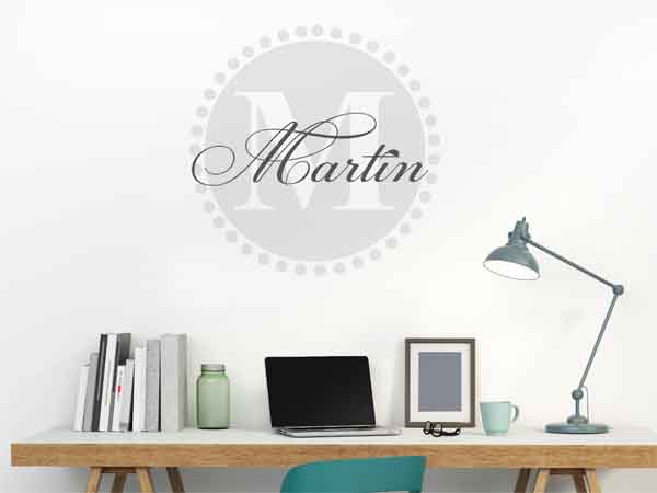 Wandtattoo Martín als Monogramm rund
