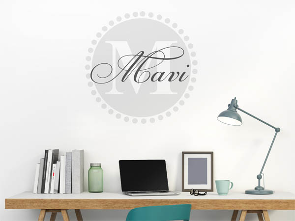Wandtattoo Mavi als Monogramm rund