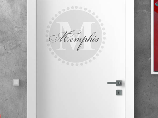 Wandtattoo Memphis als Monogramm rund