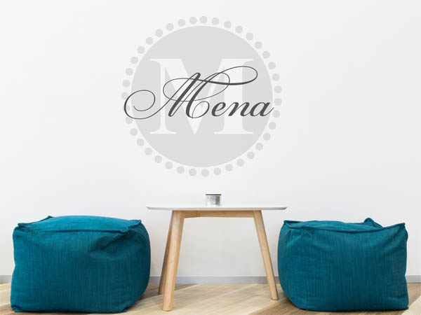 Wandtattoo Mena als Monogramm rund