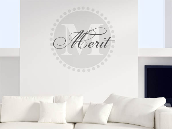 Wandtattoo Merit als Monogramm rund