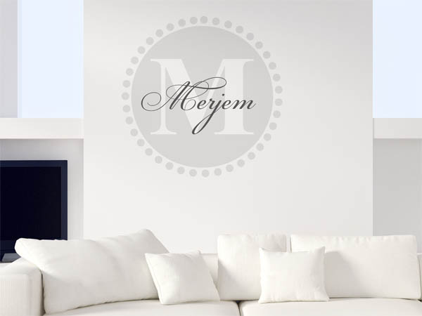 Wandtattoo Merjem als Monogramm rund