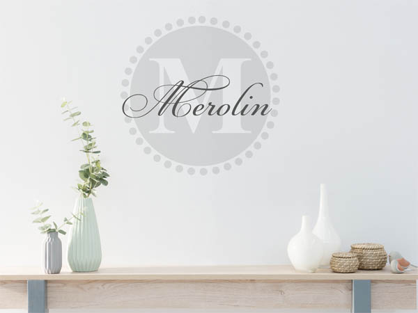 Wandtattoo Merolin als Monogramm rund