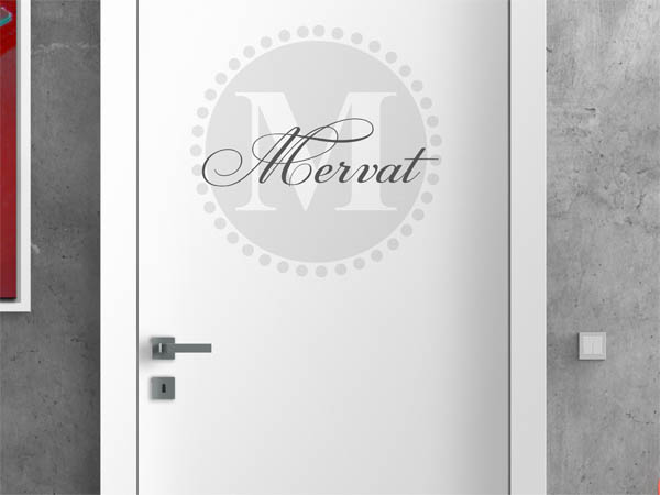 Wandtattoo Mervat als Monogramm rund