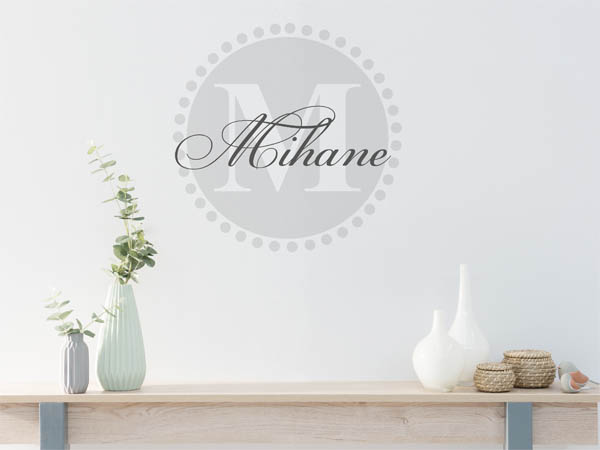 Wandtattoo Mihane als Monogramm rund