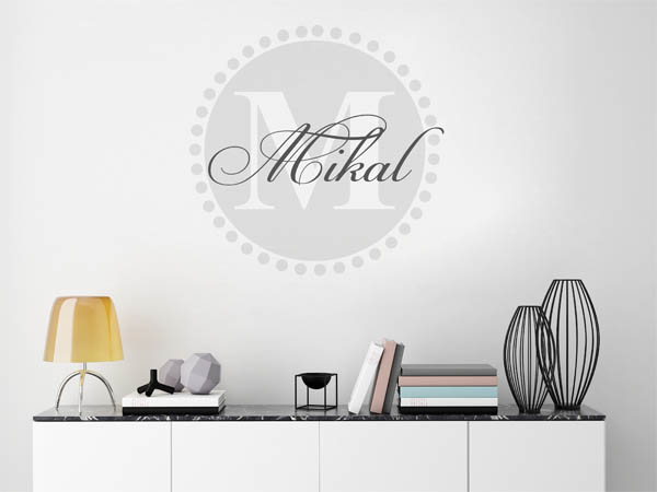 Wandtattoo Mikal als Monogramm rund
