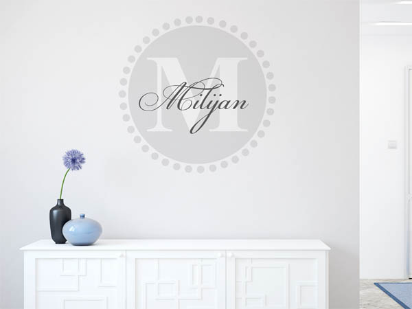Wandtattoo Milijan als Monogramm rund