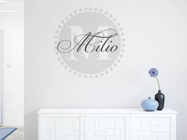 Wandtattoo Milio als Monogramm rund