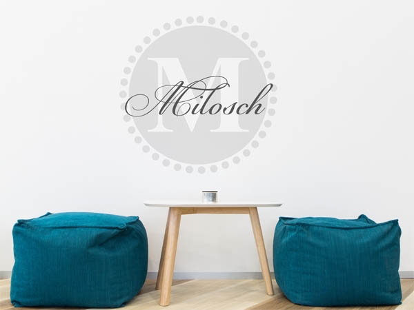 Wandtattoo Milosch als Monogramm rund
