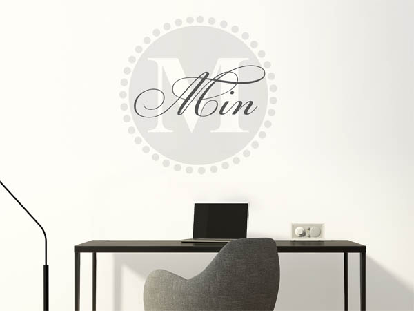 Wandtattoo Min als Monogramm rund