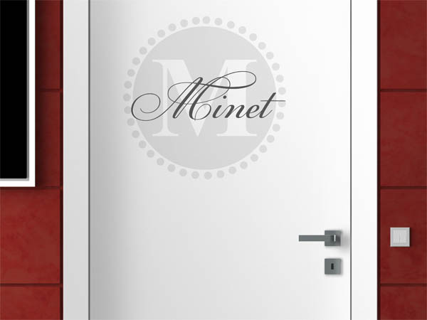 Wandtattoo Minet als Monogramm rund