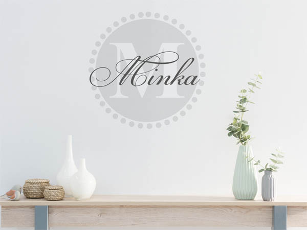 Wandtattoo Minka als Monogramm rund