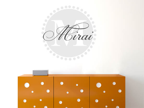 Wandtattoo Mirai als Monogramm rund