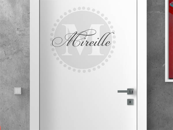 Wandtattoo Mireille als Monogramm rund