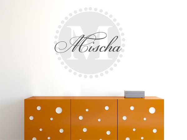 Wandtattoo Mischa als Monogramm rund