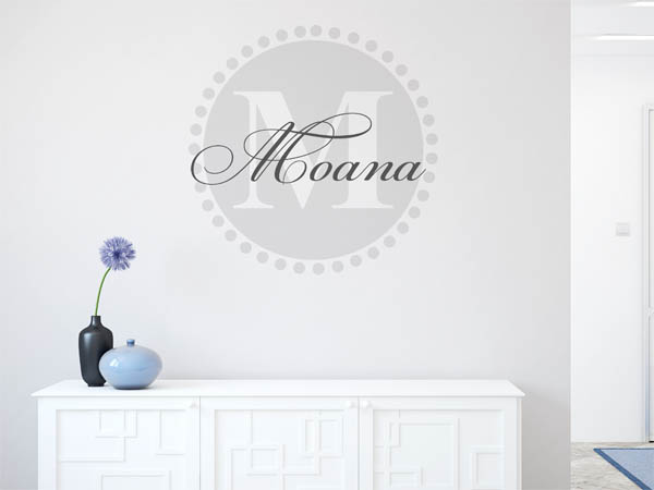 Wandtattoo Moana als Monogramm rund