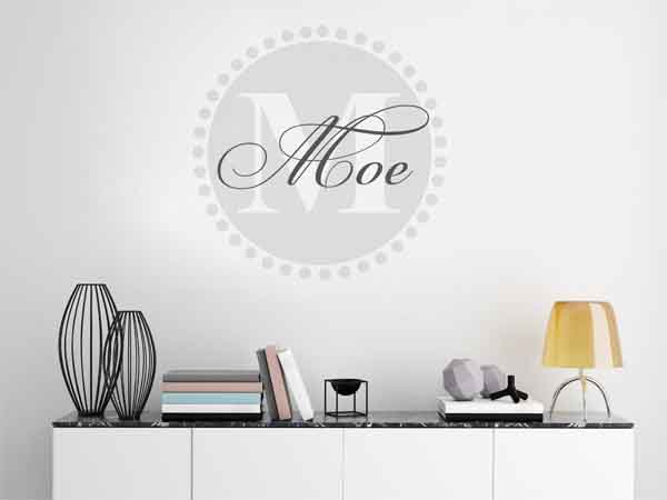 Wandtattoo Moe als Monogramm rund