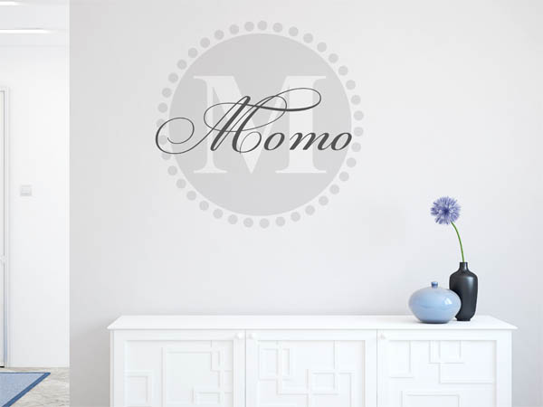 Wandtattoo Momo als Monogramm rund