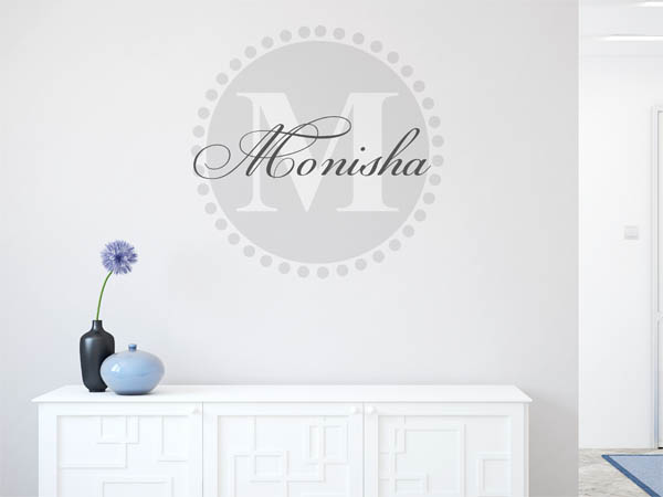 Wandtattoo Monisha als Monogramm rund