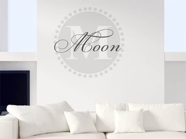 Wandtattoo Moon als Monogramm rund