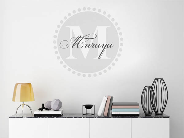 Wandtattoo Muraya als Monogramm rund