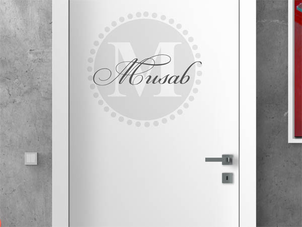 Wandtattoo Musab als Monogramm rund