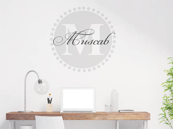 Wandtattoo Muscab als Monogramm rund