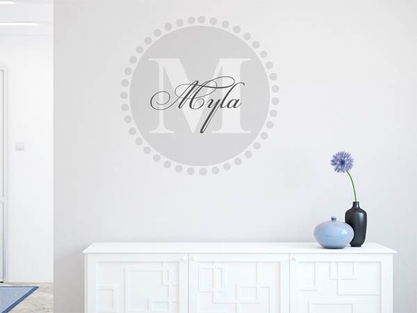 Wandtattoo Myla als Monogramm rund