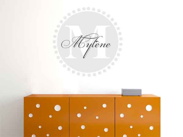 Wandtattoo Mylène als Monogramm rund