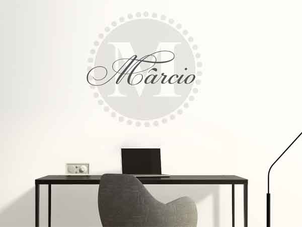 Wandtattoo Márcio als Monogramm rund