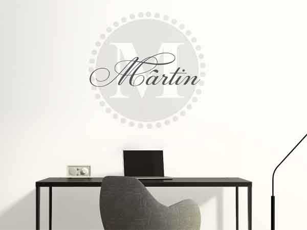Wandtattoo Mártin als Monogramm rund