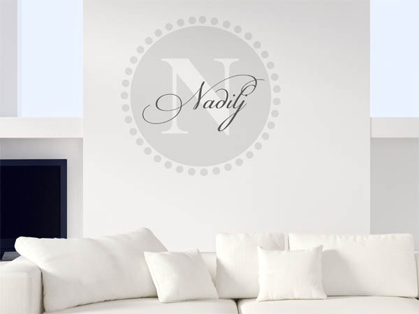 Wandtattoo Nadilj als Monogramm rund