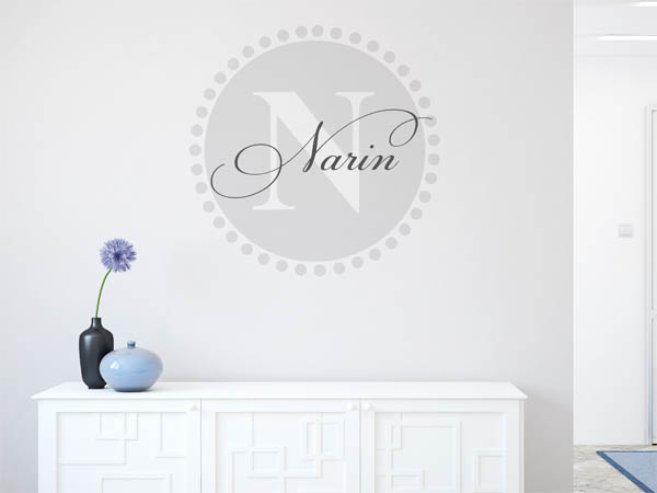 Wandtattoo Narin als Monogramm rund