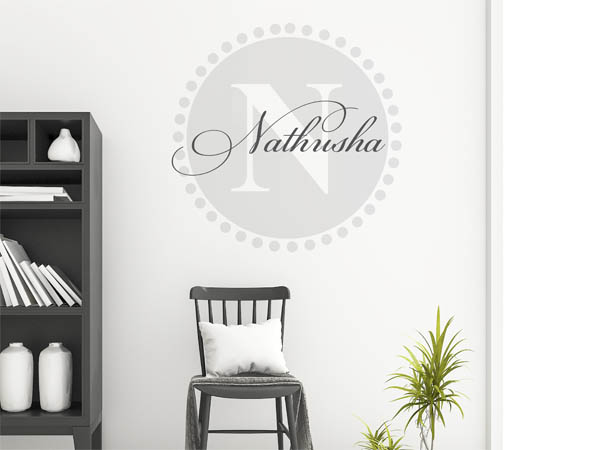 Wandtattoo Nathusha als Monogramm rund