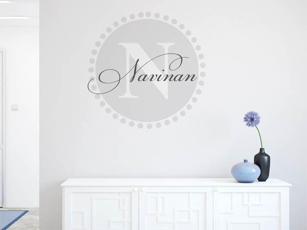 Wandtattoo Navinan als Monogramm rund