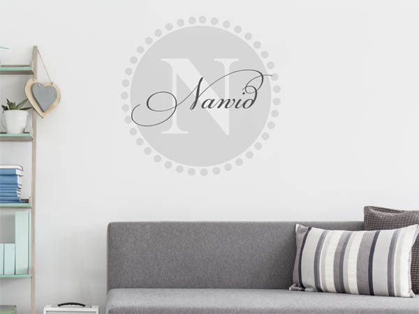 Wandtattoo Nawid als Monogramm rund