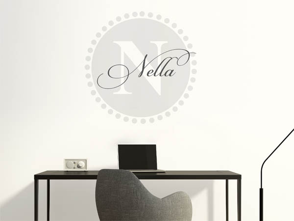 Wandtattoo Nella als Monogramm rund