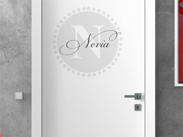 Wandtattoo Nevia als Monogramm rund