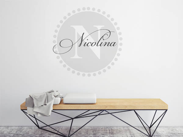Wandtattoo Nicolina als Monogramm rund