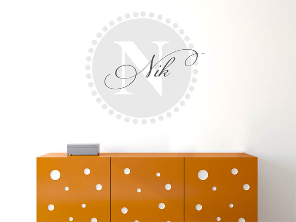 Wandtattoo Nik als Monogramm rund