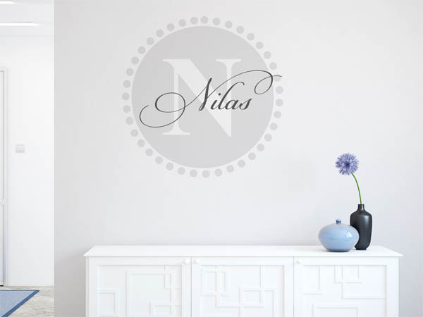 Wandtattoo Nilas als Monogramm rund