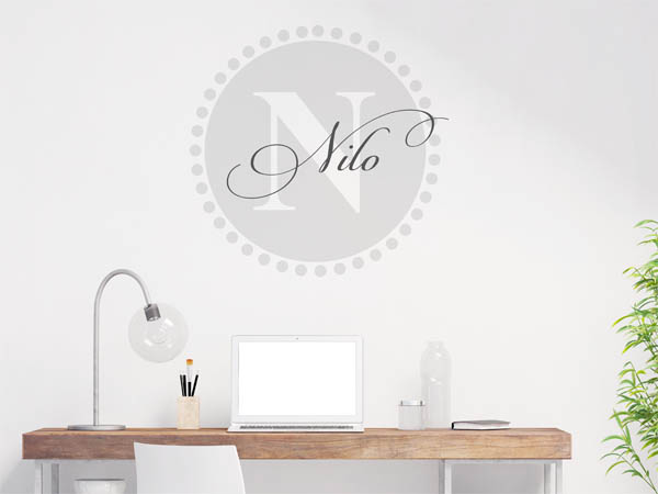 Wandtattoo Nilo als Monogramm rund