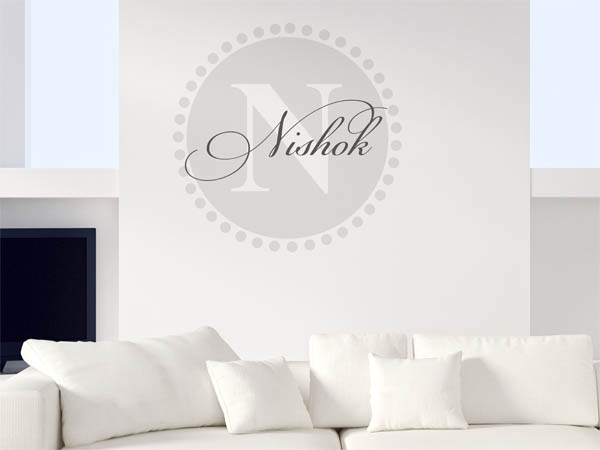 Wandtattoo Nishok als Monogramm rund