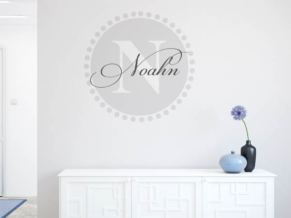 Wandtattoo Noahn als Monogramm rund