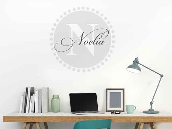 Wandtattoo Noelia als Monogramm rund