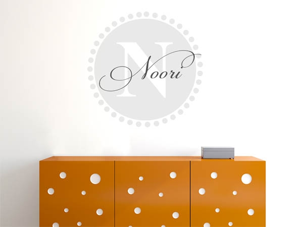 Wandtattoo Noori als Monogramm rund