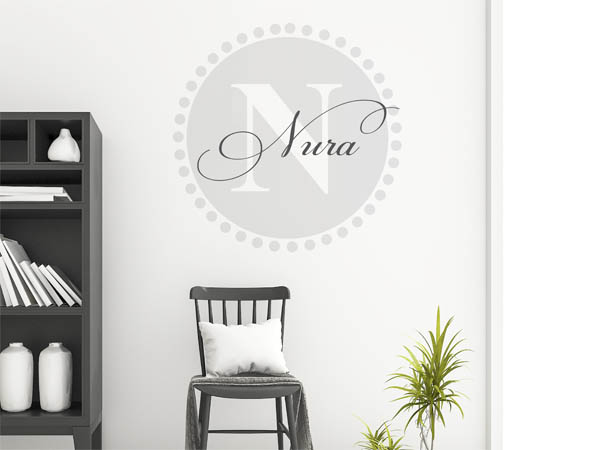 Wandtattoo Nura als Monogramm rund