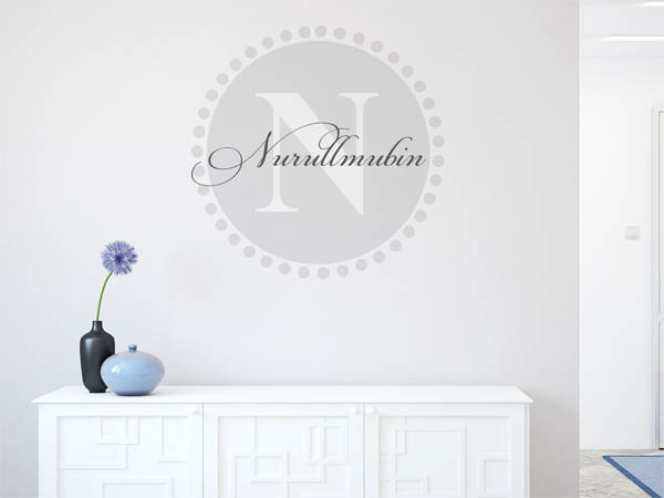 Wandtattoo Nurullmubin als Monogramm rund